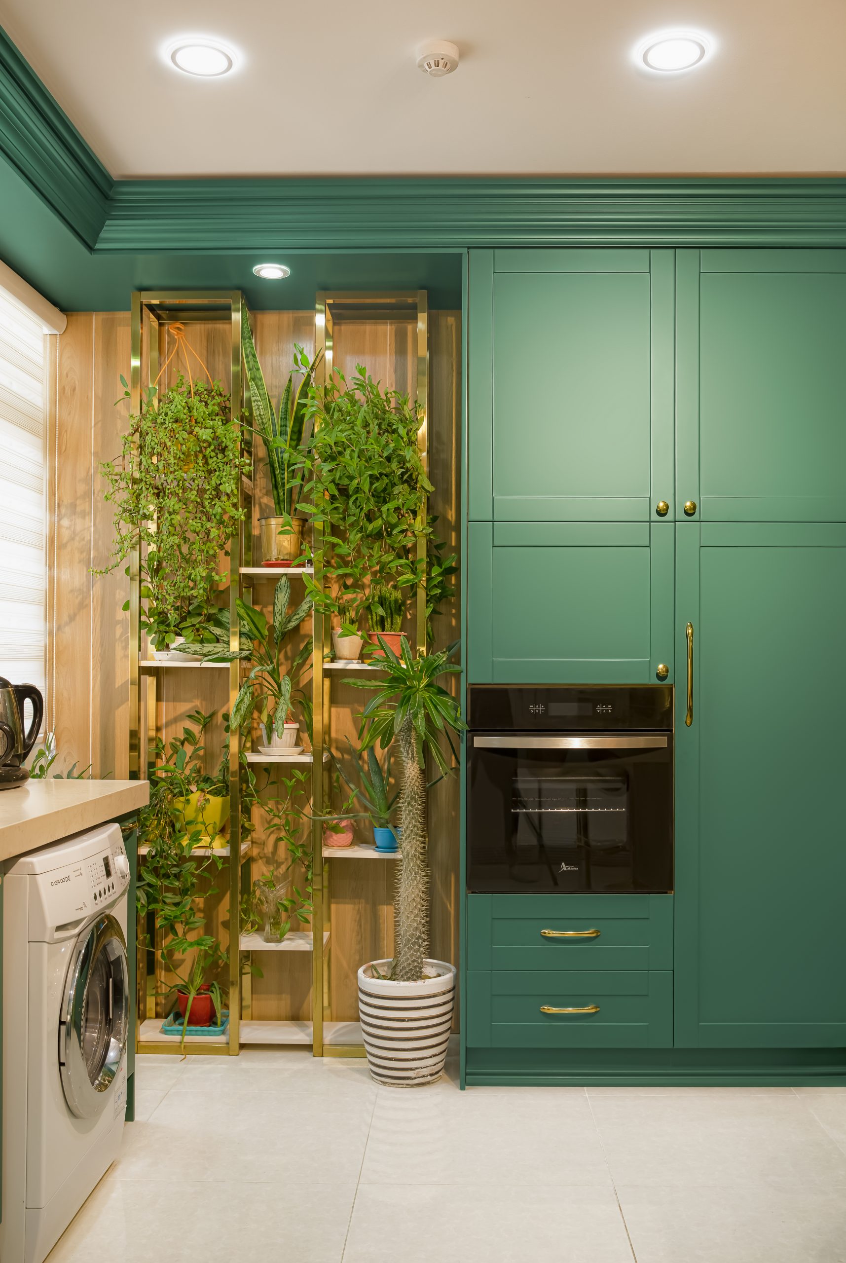 آشپزخانه نئوکلاسیک سبز
