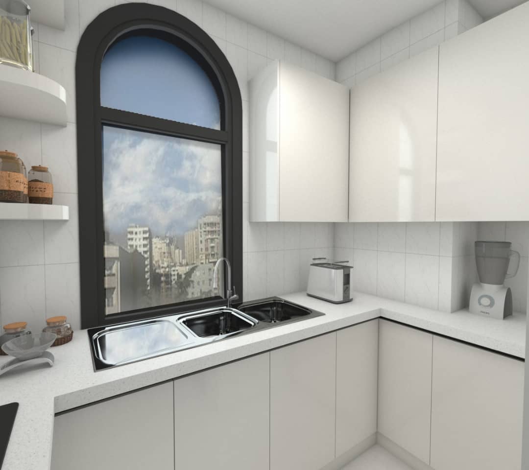 طراحی آشپزخانه مخفی سفید
